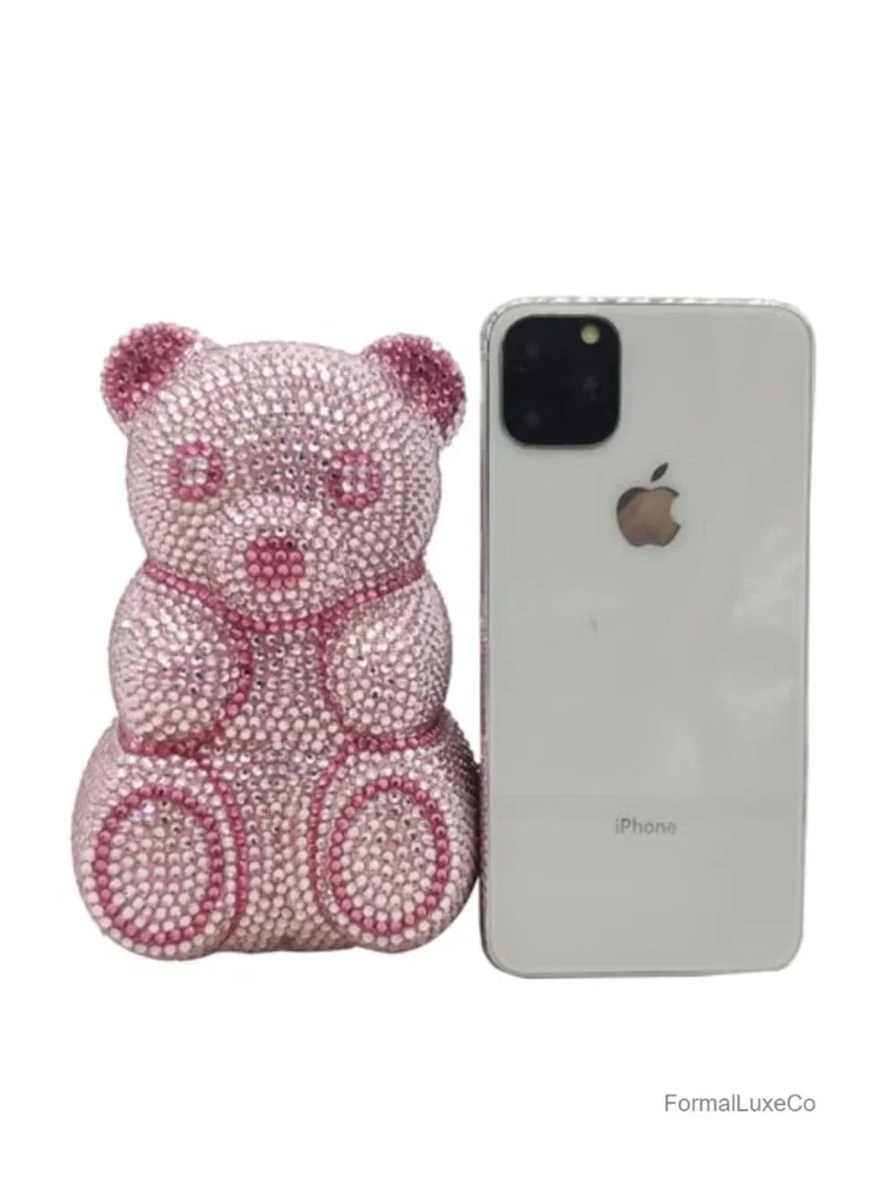 Mini Bear Rhinestone Clutch Purse Evening Party Hardcase Animal Handbag